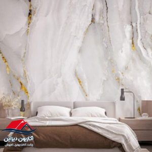 کاغذ دیواری طلایی 3 کاغذ دیواری پوستر طرح سنگ سفید طلایی